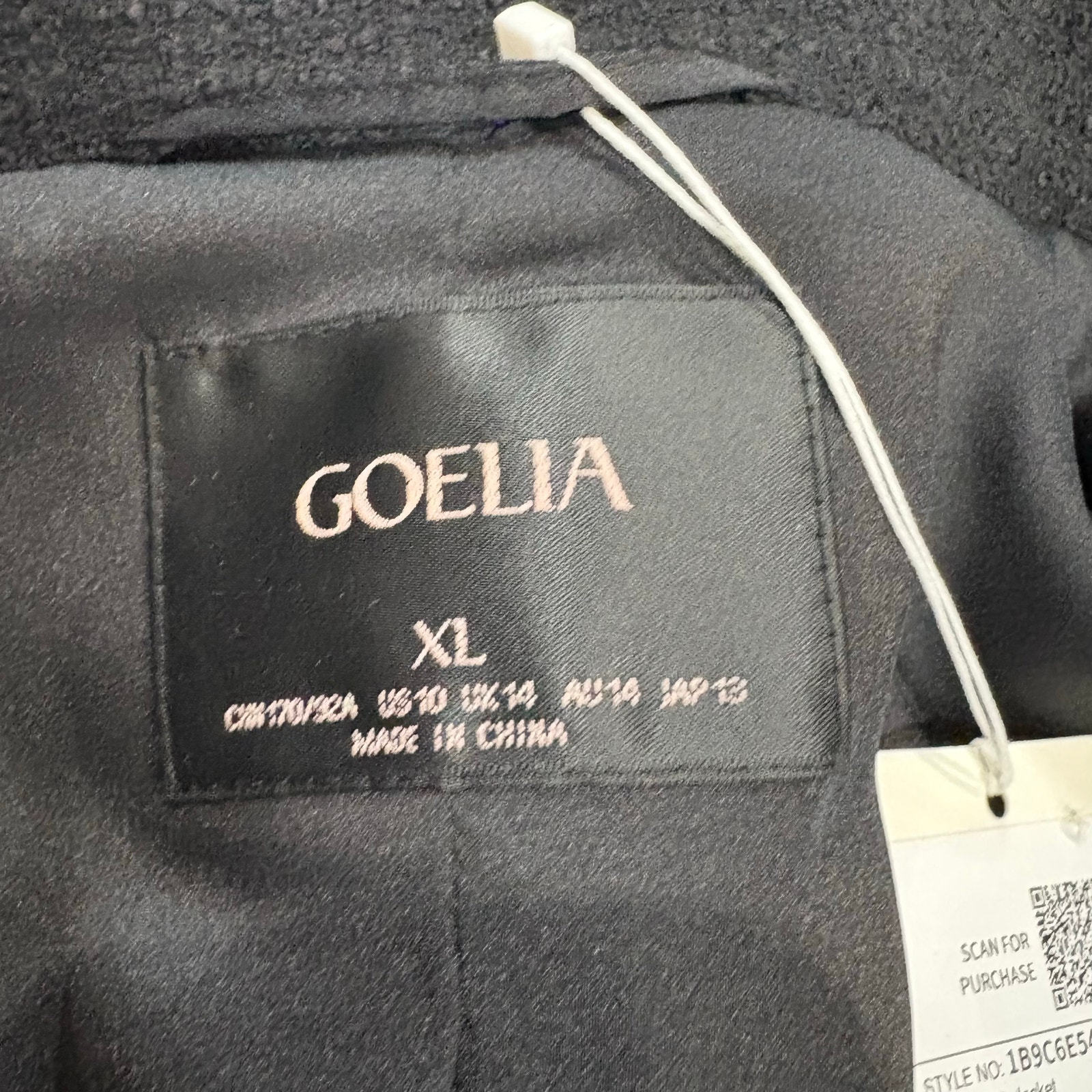Goelia Black Tweed Contrast Trim Cropped Blazer Jacket Xl Nwt — image 7 of 8
